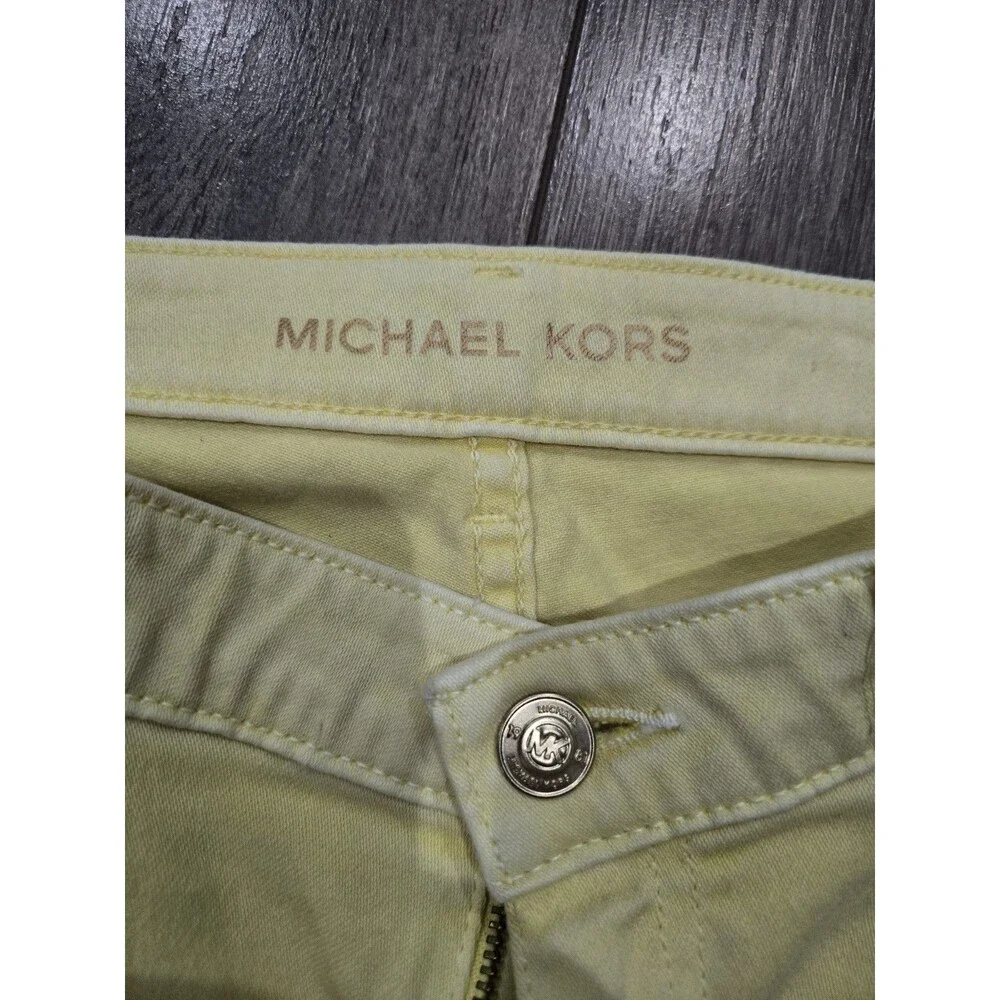 Michael Kors Izzy Womens Size 8 Yellow Skinny Jeans Stretch Denim Mid Rise